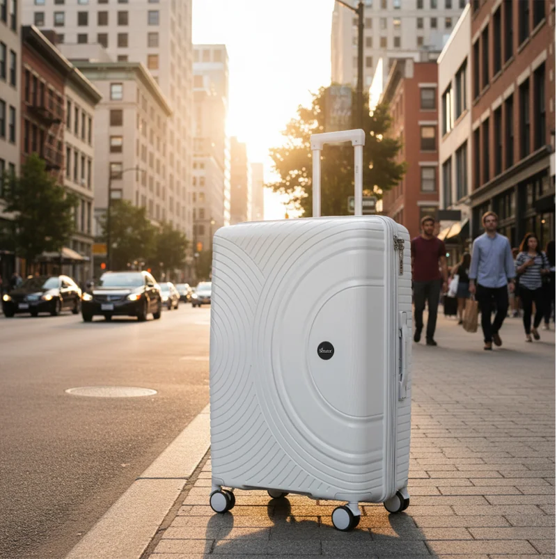 سيناتور حقيبة سفر ترولي متوسطة الحجم للجنسين خفيفة الوزن من البولي بروبلين بعجلات مزدوجة دوارة  درجة وسحابات آمنة رمادي فاتح